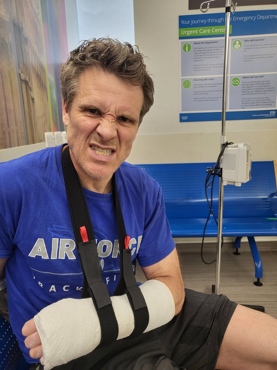 First time I've let a crew down before I've got in the boat. Was due to race the Veterans Head today, fell over & broke my wrist. Anything to avoid pain of last 2mls. Operation on Wednesday. A&E at Chelsea & Westminster were amazing. Thank you