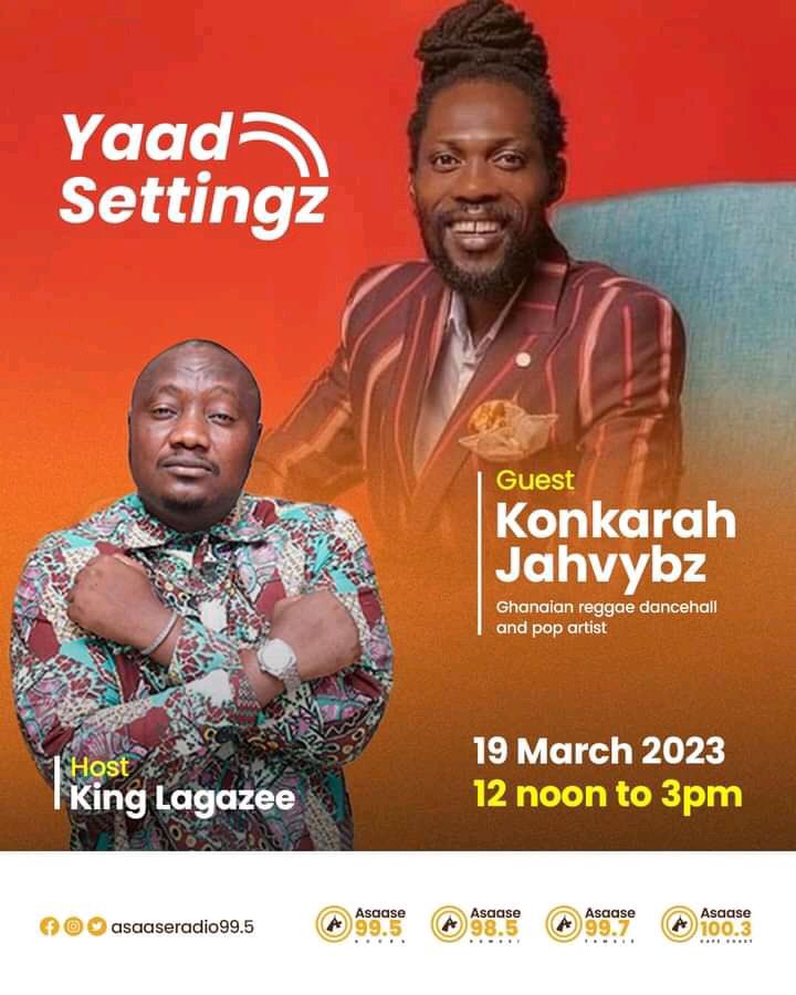 konkarahJahvybz's tweet photo. Fully Active Ketch Mi On Yaad Settingz With @KingLagazee On @asaaseradio995 19th March 2023 From 12 noon to 3pm Ghana Time……
#DifferentGuy #DifferentSteppingz
#UpTop #PopTop #FlameUp https://t.co/b300kEO9Oz