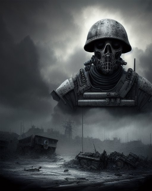 JacobHallberg98's tweet photo. Apocalyptic war paintings inspired by Simon Stålenhag. Made with @get_starryai. https://t.co/8k4evA3uNt