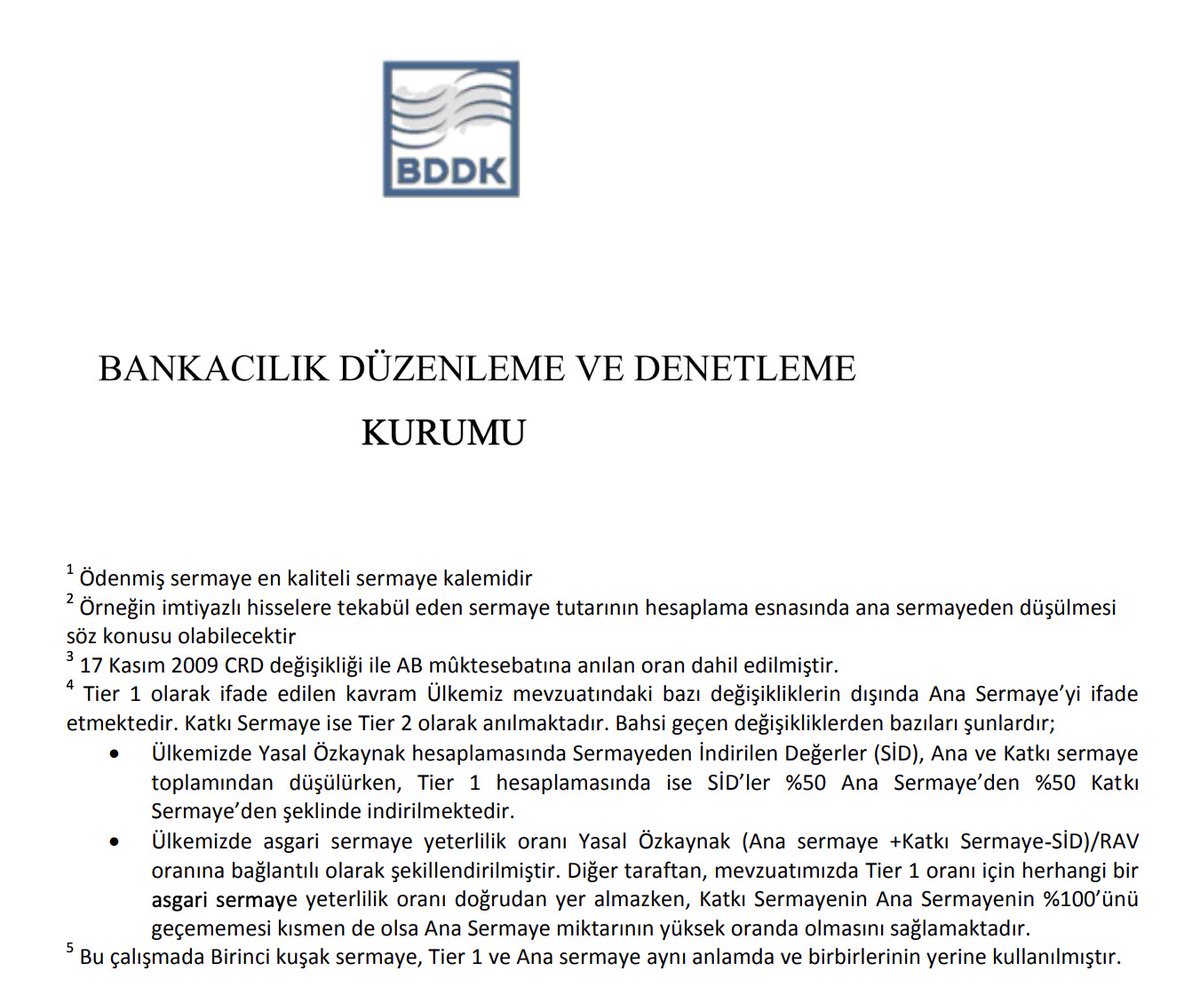ergun_unutmaz's tweet photo. O hâlde bir de #BDDK dökümanları üzerinden kavramlara ve Türkiye'deki mevzuatın getirdiği farklılıklara bakalım:

#CommonEquity: Çekirdek Sermaye
#TIER1: Çekirdek Sermaye Kademe 1 (CET1) ve İlave Kademe 1 (AT1) şeklinde iki bileşeni vardır.
#TIER2: Kredi zararları ve yeniden değerleme gibi rezervlerle açıklanmamış rezervleri de içerir.