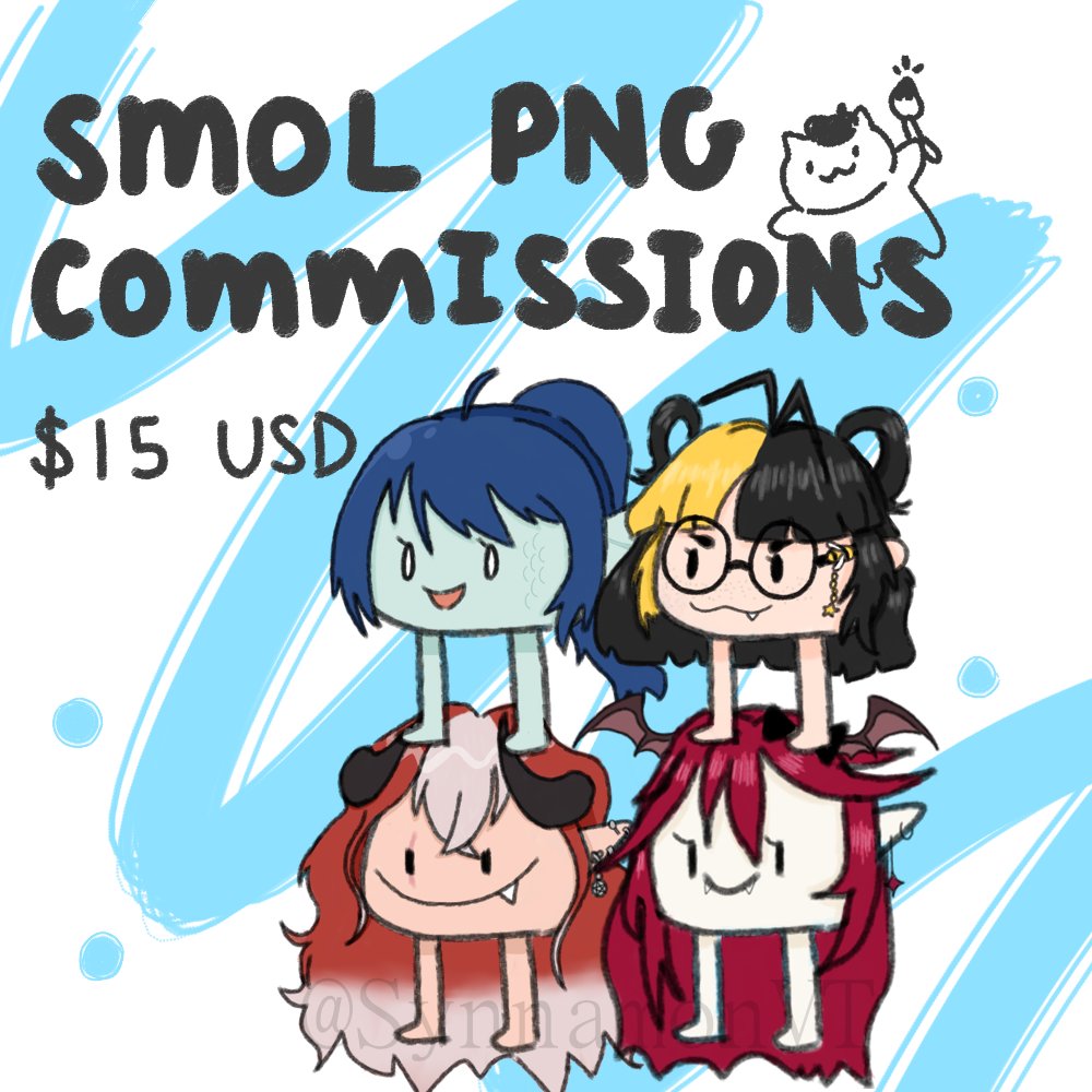 SynnamonVT's tweet photo. since i have more free time, i'm gonna try doing commissions for the first time 😶‍🌫️

smol pngtuber commissions are open for 🌟$15 USD🌟! 
pngs will include static and talking expressions 💫

please dm me if interested, and rt to spread the word around! https://t.co/kd1FSnsMOv