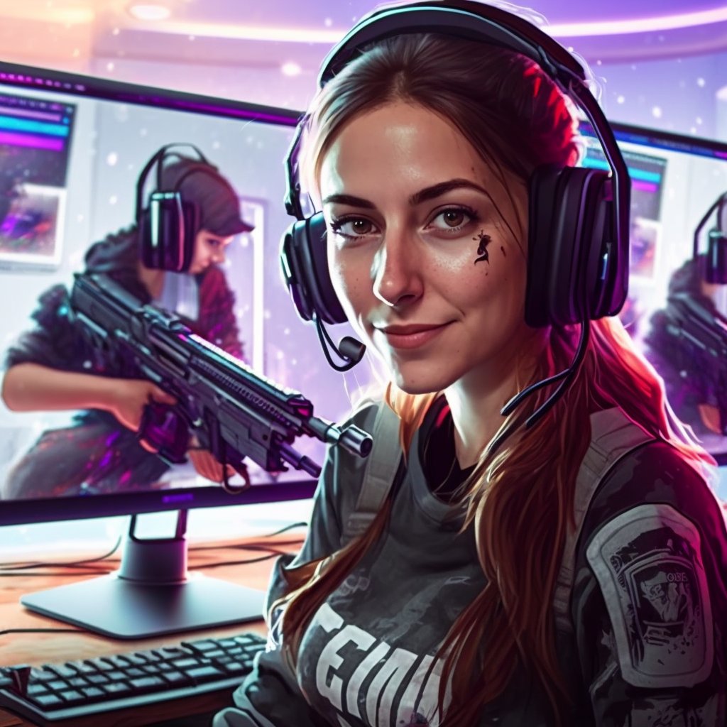 SkyDiveEve's tweet photo. I asked #AI to create a photo of me with the refence photo on the right. This took 2 minutes. Crazy!! #twitchstreamer #MidjourneyAI #AIart https://t.co/j3FEPRmqe3