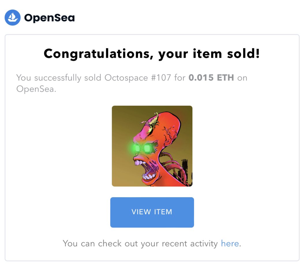 🐙 SOLD 🐙

Woohoo 🥳🎉🎊

Thank you so much <a href="/Antoni_Pon/">Angry_Bull</a> for you amazing support ❤️ Octospace #107 is now in your collection! Let’s grow together 🚀

Everyone plz follow this amazing supportive person &amp; talented artist 🙏

#nft #Octospace #nftcollector