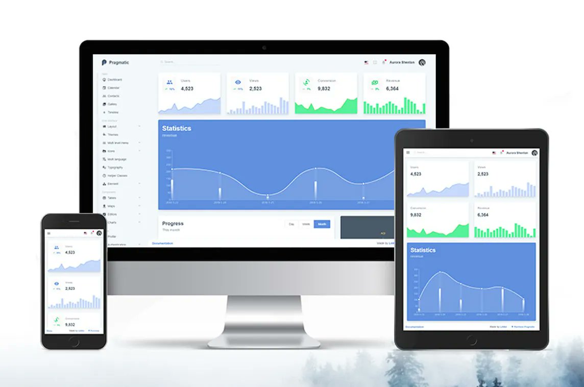 MadeWithVueJS's tweet photo. Pragmatic is a responsive &amp; configurable Vue2/3 admin template built with by @Linko_ddm, including e-commerce UI elements, charts and more! 📊🛒 - https://t.co/63g59Iv4AB https://t.co/Lw3SuCvMfO