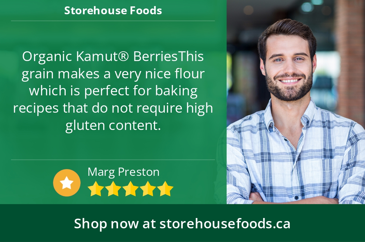 5 Star: Marg P. "Organic Kamut® Berries
This grain makes a very nice flour which is perfect for baking recipes that do not require..."
