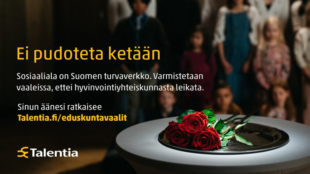 Oletko hyödyntänyt Talentian eduskuntavaalimateriaaleja? Ennakkoäänestys alkaa ensi viikolla – nyt on hyvä aika kertoa sosiaalipalvelujen ja äänestämisen tärkeydestä!

Lataa somekuvia: talentia.kuvat.fi/kuvat/Eduskunt…
#Talentia #EiPudotetaKetään