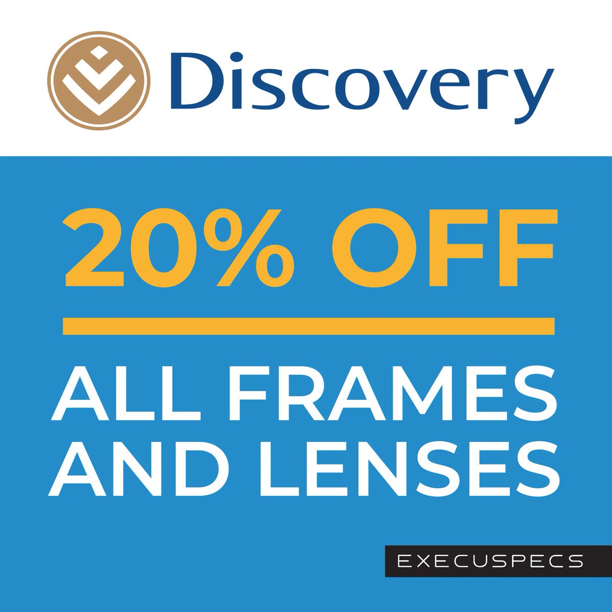 BaywestmallPE's tweet image. Are you a Discovery member? @ExecuspecsSA have great news for you!
 
Discovery Medical Aid members can enjoy 20% OFF all prescription frames and eyeglass lenses when visiting #Execuspecs in #BaywestMall!