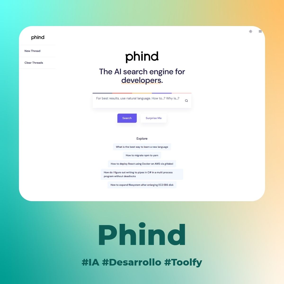 Toolfydb's tweet photo. Phind es un motor de búsqueda con IA pensado especialmente para desarrolladores. Ahorra tiempo y encuentra la respuesta que necesitas mucho más rápido que en un buscador tradicional.

#ai #tecnologia #ia #desarrollo #webdev #appdev #desarrolloweb #desarrolloapp #mobile #software https://t.co/eA7W7IEdEc