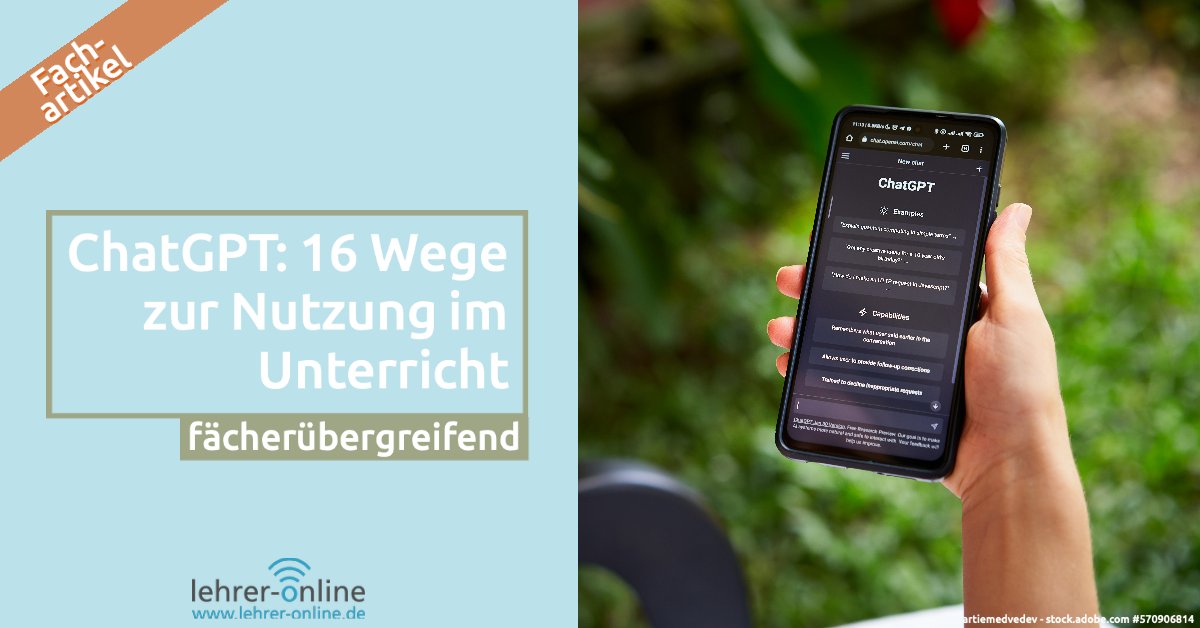 Ihr möchtet ChatGPT in eurem Untericht nutzen, wisst aber nicht wie? Dieser #Fachartikel stellt euch 16 verschiedene Wege vor. 💻
#digitalebildung #digitaleschule #schule #chatgpt #twlz lehrer-online.de/unterricht/sek…