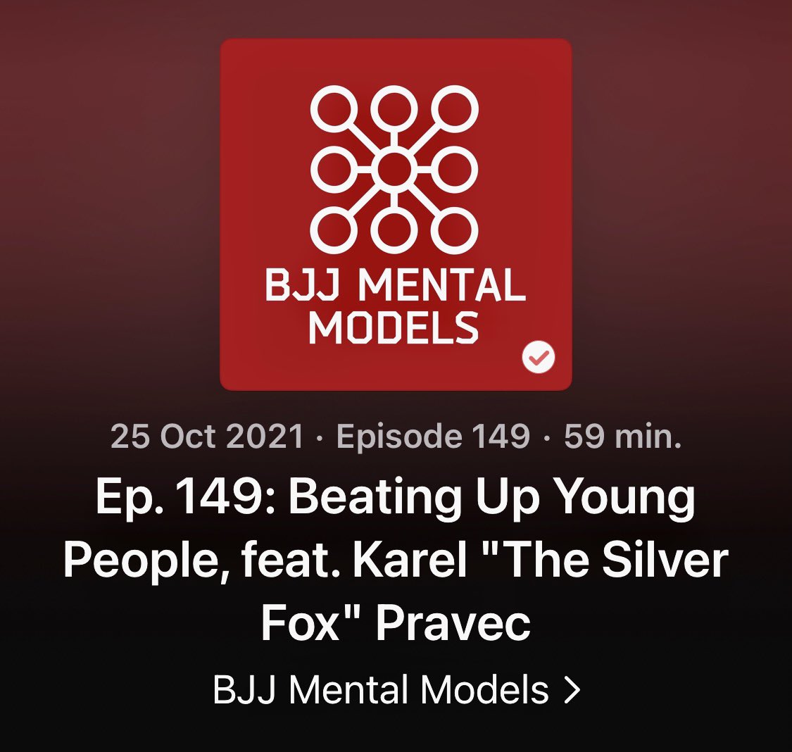 Just finished listening to this episode of @bjjmentalmodels with @SilverFoxBJJ. Well worth spending an hour, especially for more ‘mature’ practitioners of the art of jiujitsu.