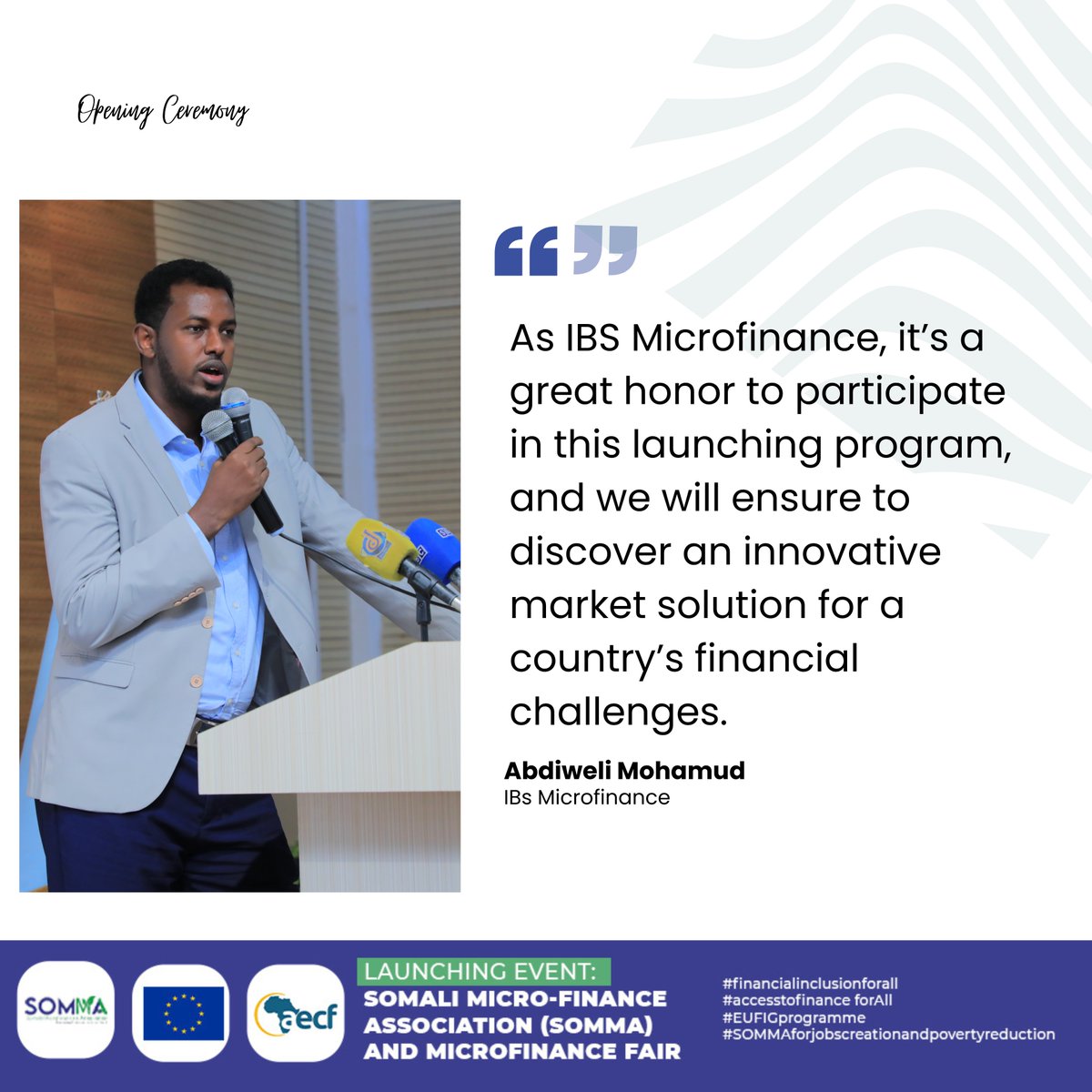 SomaliMFiAssoc's tweet image. #Financialinclusionforall 
#AccesstofinanceforAll 
#SOMMAforjobscreationandpovertyreduction 
#EUFIGprogramme