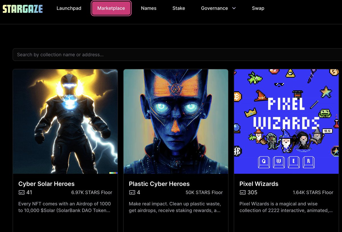 IFNScouting's tweet image. Domination of @StargazeZone by @empowerchain_io @SolarBankDAO1 #CyberCommunity, without the launchpad help. 

#Sustainability, #realimpact and #realyield is the future.

- but Stargaze support still somehow @ChadUltraF3 🫡

 Just missing #CyberHuahua comeback up now @ONCHTX 🫡