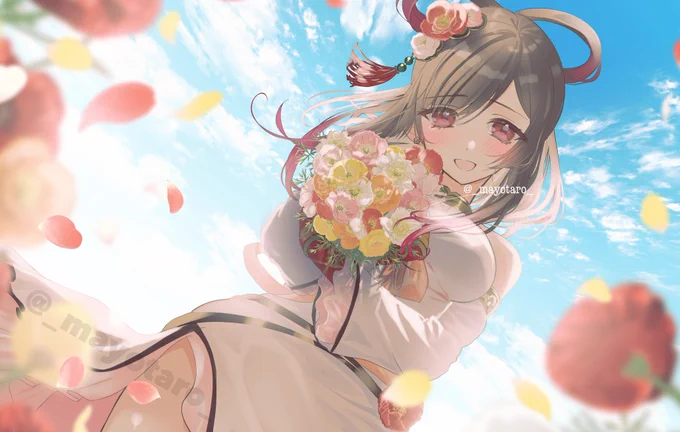 「 ……団長さんに出逢えてよかった 」skebリクエストよりポピーちゃんを描かせて頂きました#花騎士 #フラワーナイトガールイラスト 