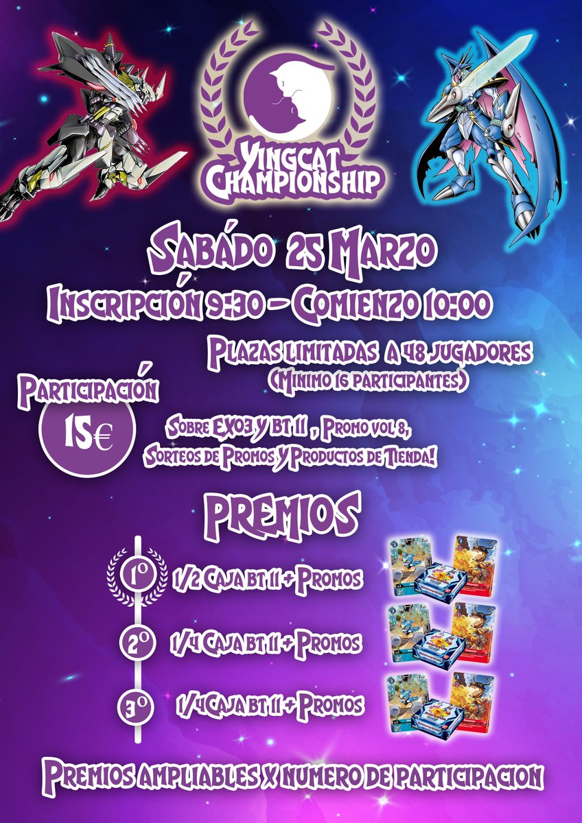 ¡Os esperamos el Sábado 25 de Marzo en YingCat para celebrar el cierre de la tienda con un gran torneo de despedida!
¡Suizo + Top8! Torneo paralelo al top8 para los que no han podido clasificar
Apúntate:
forms.gle/cj4yexvD2Acyrd…