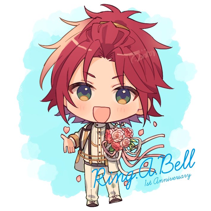 bouquet 1boy male focus red hair flower holding bouquet chibi  illustration images