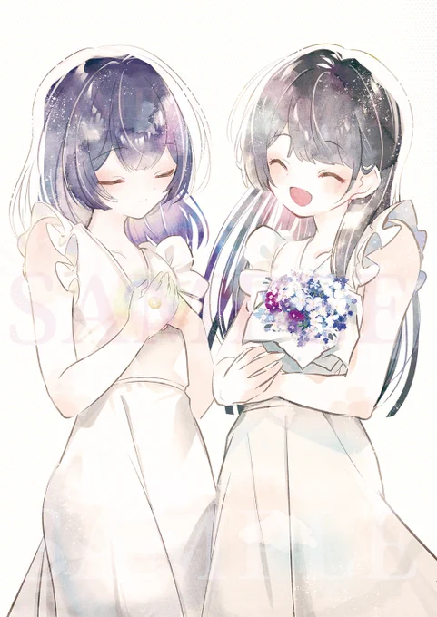 シャニ5thの丸岡さん&凛世宛楽屋花のイラストを担当させていただいています。透明感のある淡い水彩イメージで、楽しく制作できました!素敵な企画をありがとうございました! 