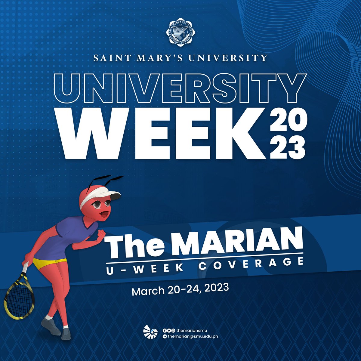 themariansmu's tweet photo. Marians, are you ready for University Week 2023?

Tune in to our Online Coverage of this year’s University Week and never miss the latest updates, results, news and announcements! 

—
Publication material by Jasper Keith Tayabas

#UWeek2023
#LivingWhereTheTruthIs https://t.co/asON8ZZ4c5