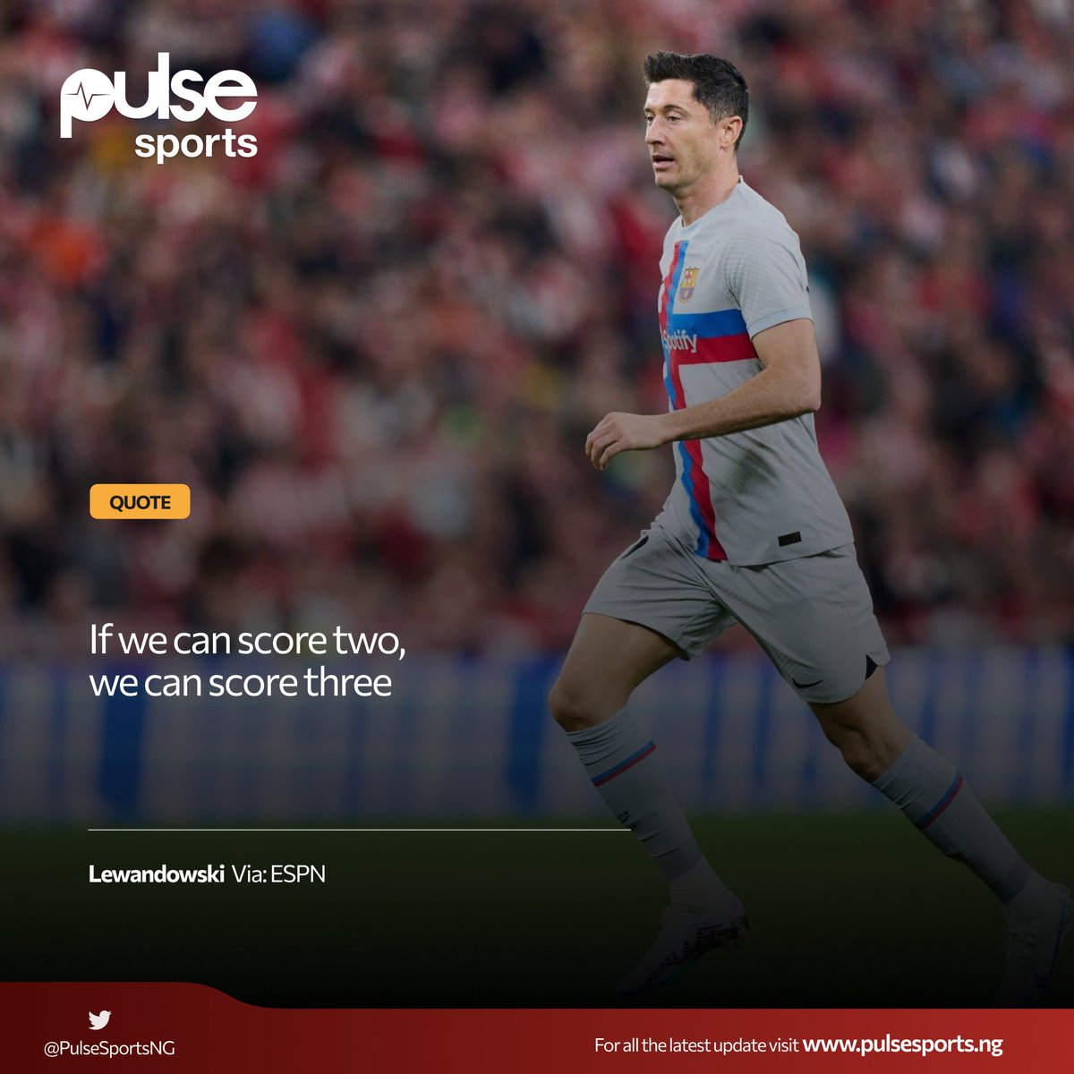 Robert Lewandowski wants Barcelona to go for goals against Real Madrid in  the #ElClasico 😤 How many goals do you think Barca will score today? 🤔  #PulseSports #PulseSportsNigeria, image size:1200x1200