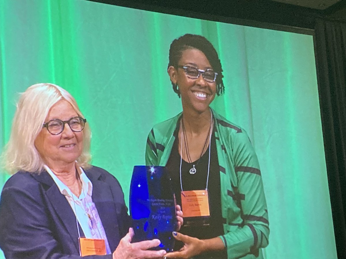 Kelly J. Baptist won MRA’s Gwen Frostic Award. She’s a joyful Michigan author and I’m so glad to see her recognized. ⁦<a href="/kellyiswrite/">Kelly J. Baptist</a>⁩  #MRA #MichiganLiteracy