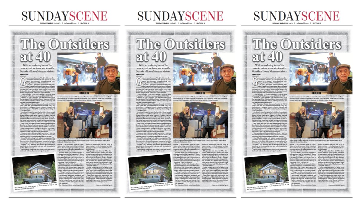 DannyBoy1968's tweet photo. Today’s Tulsa World. Sunday Scene 🎬 The Outsiders at 40. #StayGold #TulsaWorld #TheOutsiders @OutsidersHouse https://t.co/TKgWA4Myqt