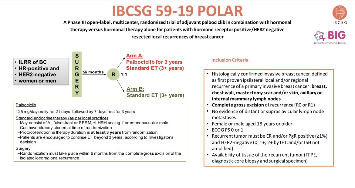 There’s a trial on #mondaymorning to answer the question raised by #SGBCC2023 panelists: ET+CDK4/6i vs ET for HR+HER2- #ILRR 
#POLAR trial <a href="/etop_ibcsg/">ETOP IBCSG Partners Foundation</a> @BIGagainstBC <a href="/IEOufficiale/">IEO</a> <a href="/AebiSP/">Stefan Aebi</a>