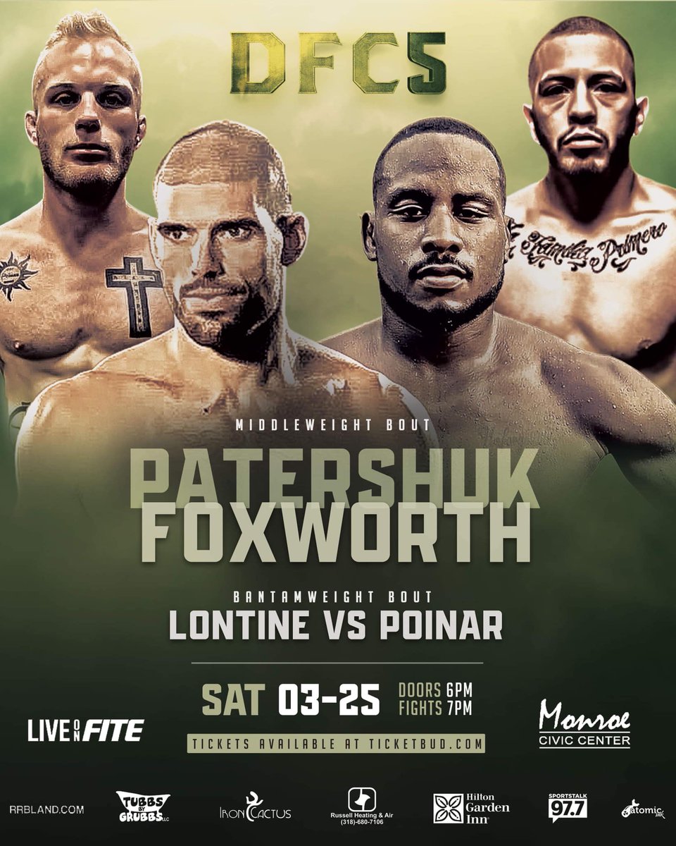 Triller_TV's tweet photo. It's Canada 🆚 the USA in the #DFC5 headliner.

✈️Keanan Patershuk of British Columbia flies to Monroe, Louisiana to face Chauncey Foxworth in the middleweight main event.

Who will earn MMA bragging rights for their country?

[ SAT | LIVE | #FITE | https://t.co/OqU6DNVr0F ] https://t.co/w8fFleW4an