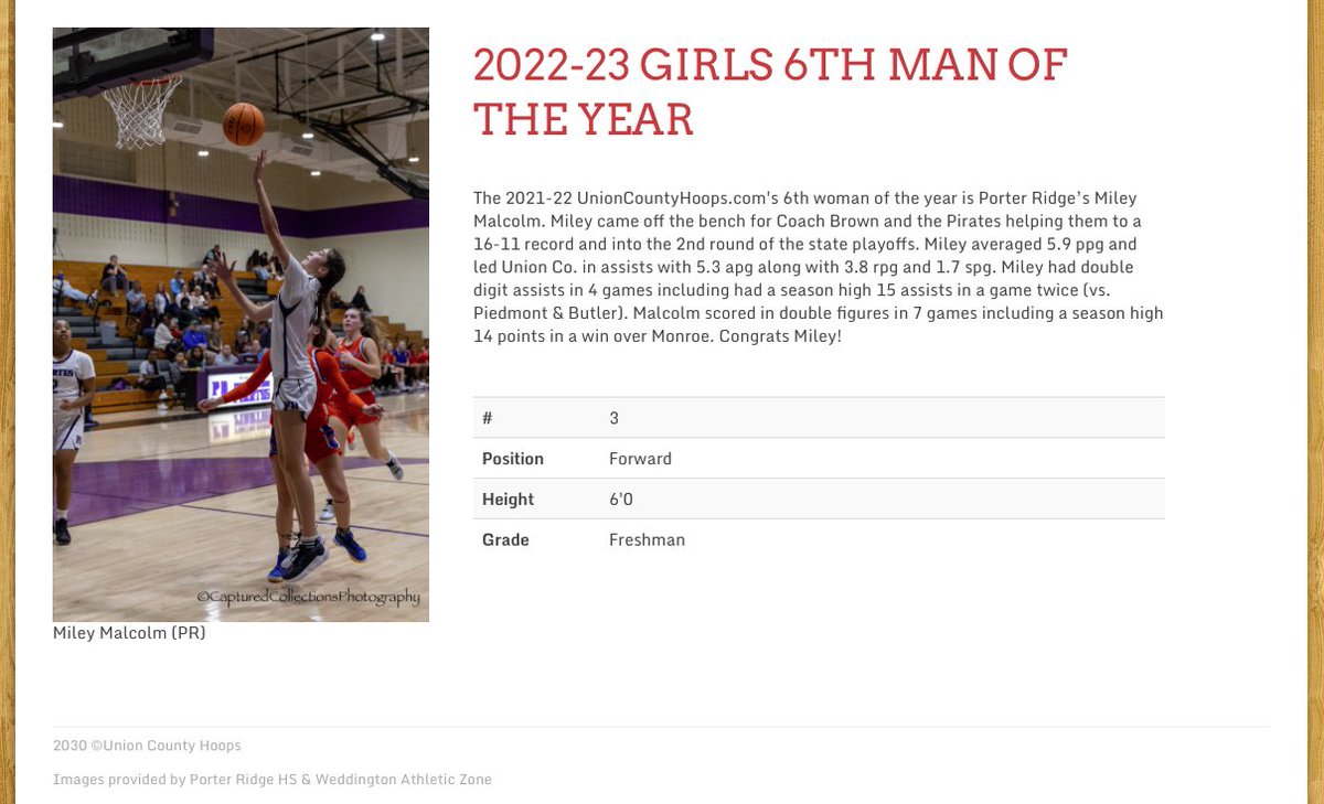 Union County Hoops, Football, Baseball & Softball (@uchoops) on Twitter photo The 2022-23 Girls All-UCHoops 6th Man of the year
Porter Ridgeโs Miley Malcolm
<a href="/prhs_athletics/">Porter Ridge Athletics</a> <a href="/MileyMalcolm/">Miley Malcolm</a> <a href="/UCPSNC/">Union County Public Schools</a>
UnionCountyHoops.com The 2022-23 Girls All-UCHoops 6th Man of the year
Porter Ridgeโs Miley Malcolm
<a href="/prhs_athletics/">Porter Ridge Athletics</a> <a href="/MileyMalcolm/">Miley Malcolm</a> <a href="/UCPSNC/">Union County Public Schools</a>
UnionCountyHoops.com