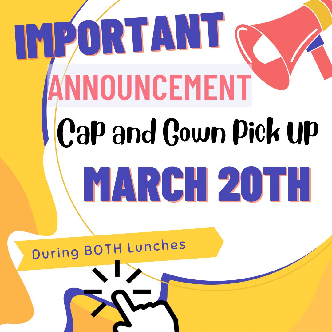 🚨Class of 2023🚨 Still need to pickup your Cap&Gown? Still need to buy yours? Herff Jones is coming back to campus TOMORROW just for you! Pick up materials or buy yours (cap, gown, tassel, stole) for $100 cash during both lunches March 20th. @PiratesPage @page_counseling
