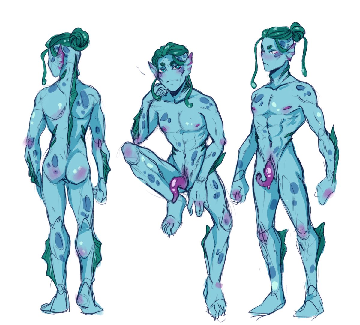 I love drawing my triton from DnD sessions 🐳🌊
_____
#dnd #dndcharacter #dndart #triton #tritondnd #monkdnd #fishboy #monk #monkdrawing #oc #characterdesign #nsfw #tentacle