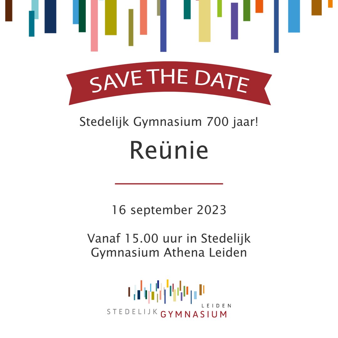 Break: #gymnasten #stedelijkgymnasium #Leiden 16 september #reünie #savethedate <a href="/jochemmyjer/">Jochem Myjer</a> @paulgoulmy <a href="/IefkeBelkum/">Iefke van Belkum</a> <a href="/arminvanbuuren/">Armin van Buuren</a> <a href="/ThijsHemmes/">Thijs Hemmes</a>  pls RT