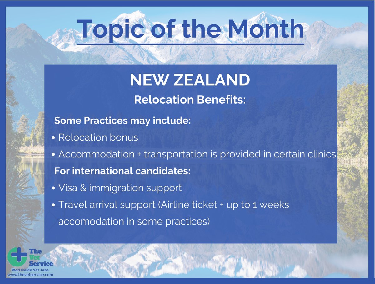 The topic of the month is New Zealand 💫

Read all about 👉Relocation Benefits in New Zealand 🤩

#thevetservice #vetstudents #vet #veterinarymedicine #veterinarysurgeon #vetlifestyle #vetlife #vetlocum #vetjob #vetjobs