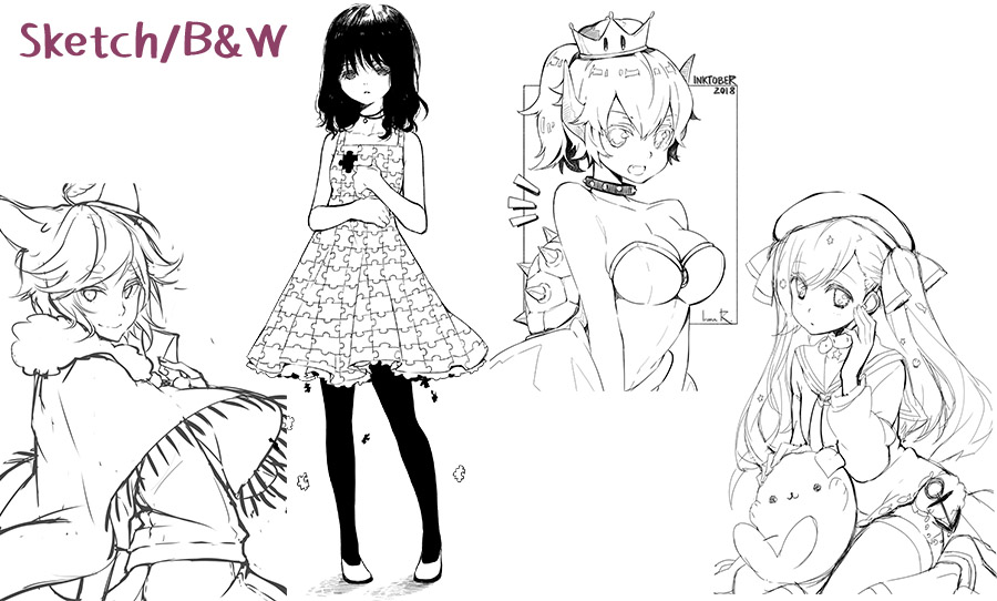 Commission types: you can choose chibi, bust up, waist up and fullbody. Also choose between sketch/B&amp;W (cheaper!), anime cell (flat colors) or watercolor.
https://t.co/qeMvXRtMli 