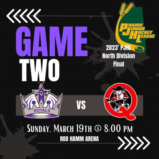 Game Day !!!! 

Come join us for Game two best of seven North Division Finals. 

⏰ 8:00 Pm 
❗️Rod Hamm
🆚Quakers