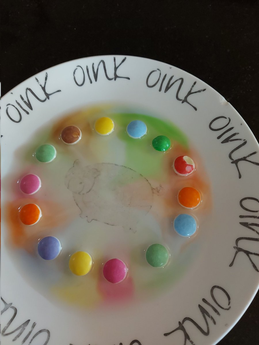 Jack has been trying out the skittles experiment, but as we didn't have any we substituted with smarties. Still worked well and he was happy. <a href="/INISNursery/">INIS Nursery</a> <a href="/INISMrsMarshall/">Mrs Marshall</a> #ScienceWeek
