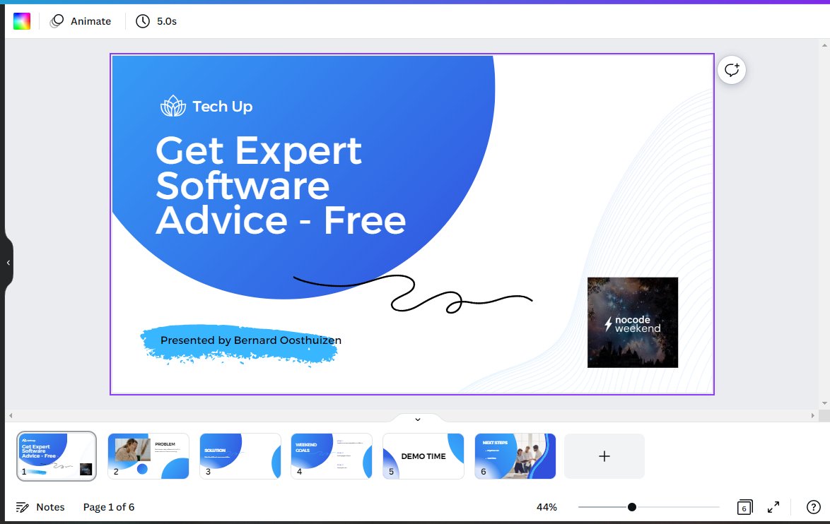 - Finished building the app (at least the MVP).
- Pitch deck done using <a href="/canva/">Canva</a>.

Now just to record the pitch.

<a href="/nocode_weekend/">No Code Weekend</a> #buildinpublic #NoCode #justdoit