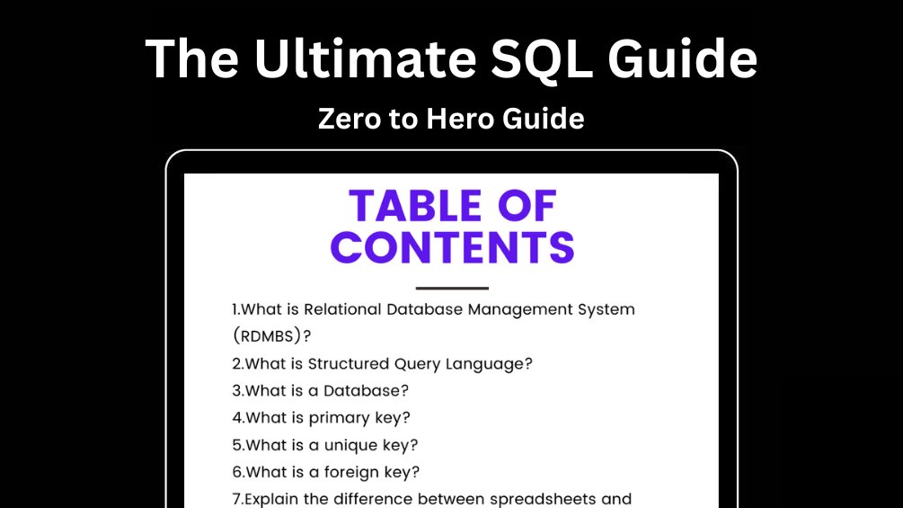 deepakunique's tweet image. SQL is the most important thing you can learn as a software developer.
Mastering SQL can open tons of Job Opportunities.
That’s why I prepared a FREE pdf file for you.
You will get:
- 100+ Chapters
- 70+ Interview Questions
• Like
• Follow
• Reply "sql"l DM you