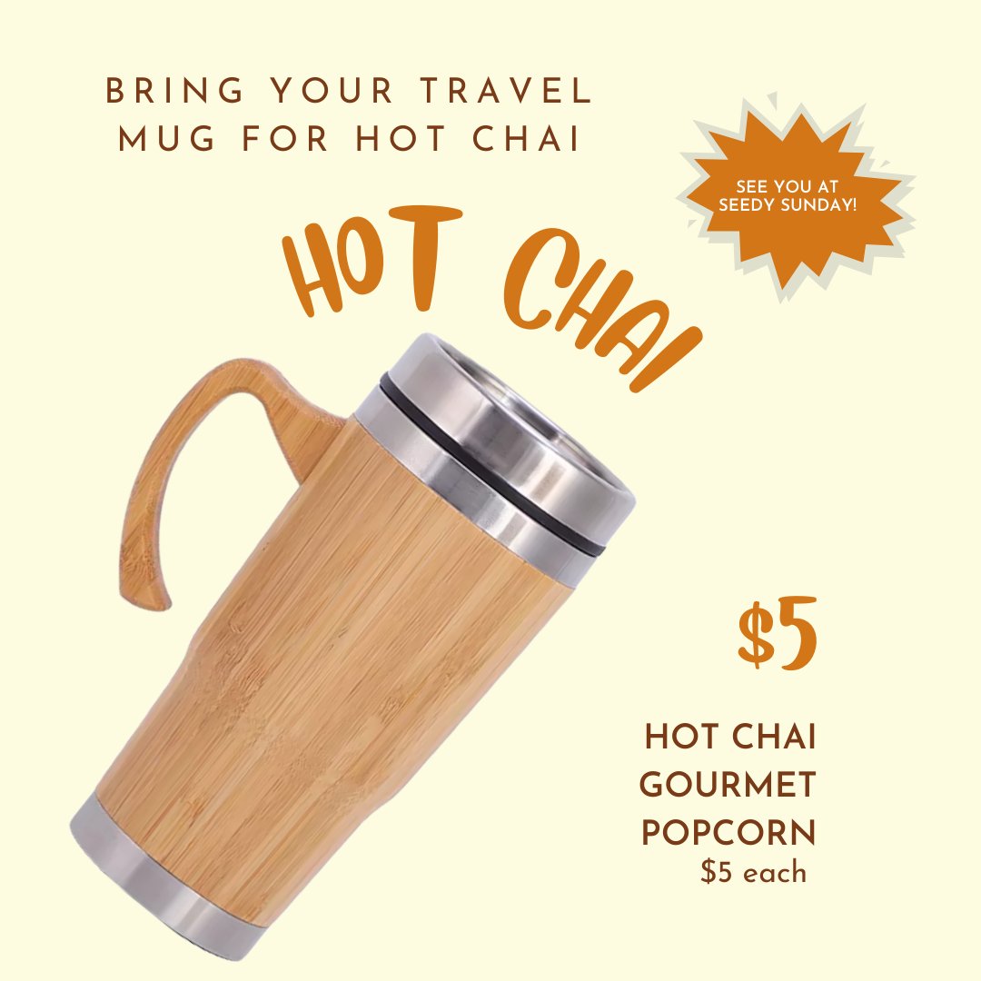 cowgreencom's tweet photo. Bring your travel mug for hot chai today!
See you at 10 am for Duncan Seedy Sunday at Si’em Lelum Gymnasium(5574 River Road, Duncan, BC)

#cowichangreencommuniyt #seedysundsay #chai https://t.co/ETDOOKhCbq