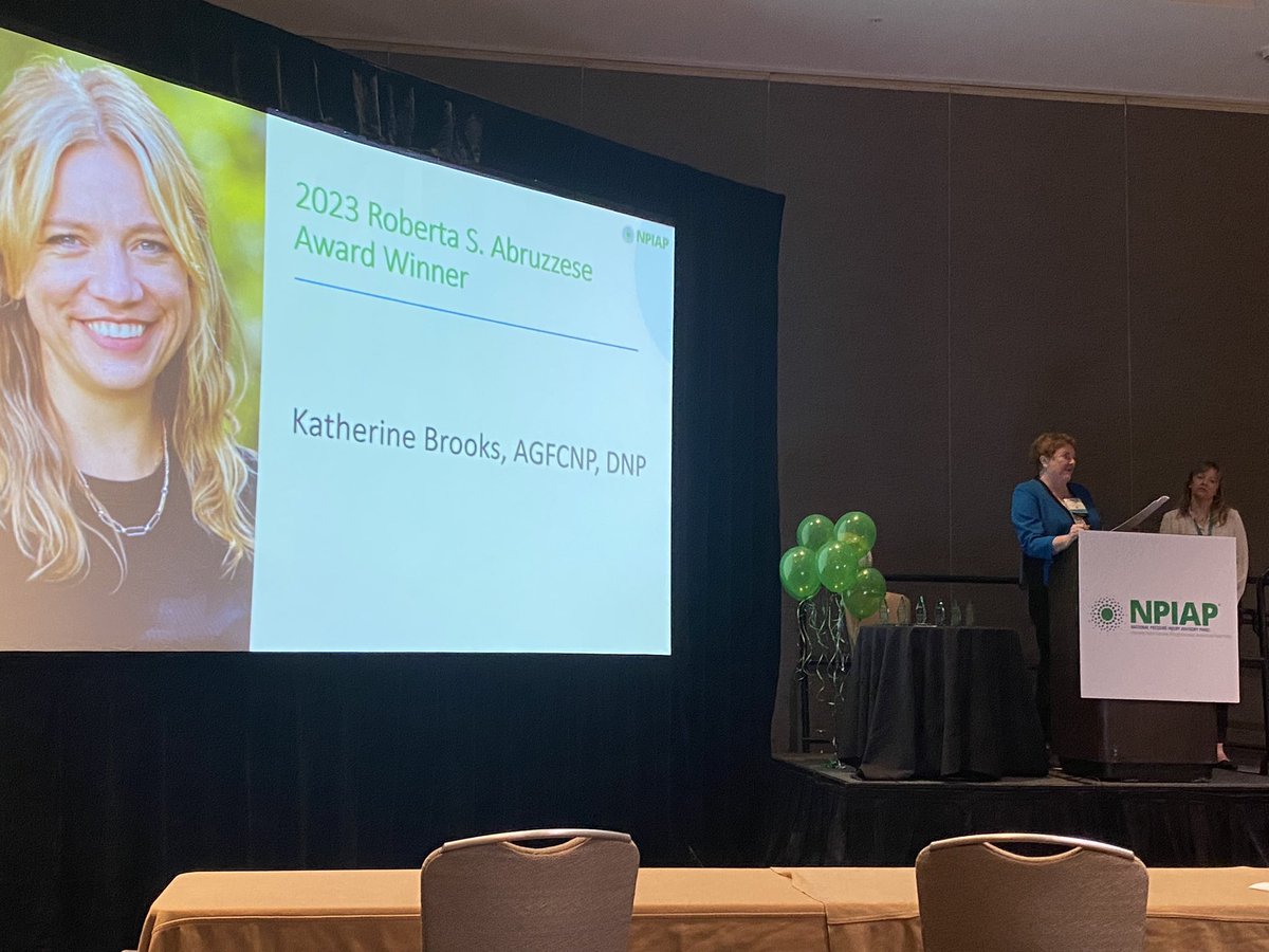 PressureUlcerRN's tweet photo. Congratulations Katie Brooks DNP who is @DukeU_Nursing PhD student for her award at #NPIAP2023 @JennyAlderden @ProfSabol @DrVincentRamos https://t.co/c4ZISmEt02