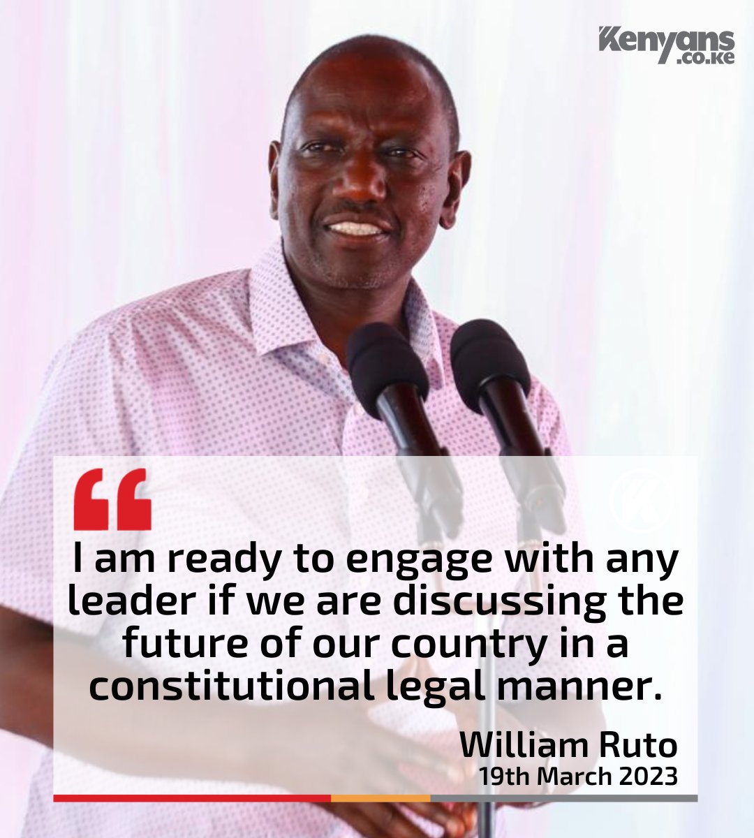 H.E President @WilliamsRuto Has Show Good Will To Engage To Any Leaders Including Rtd @RailaOdinga