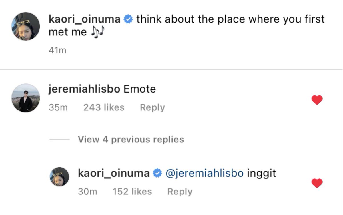 I miss #KaoMiah’s instagram interactions so freaking much THIS MEANS THE WORLD 🥹🥹🥹