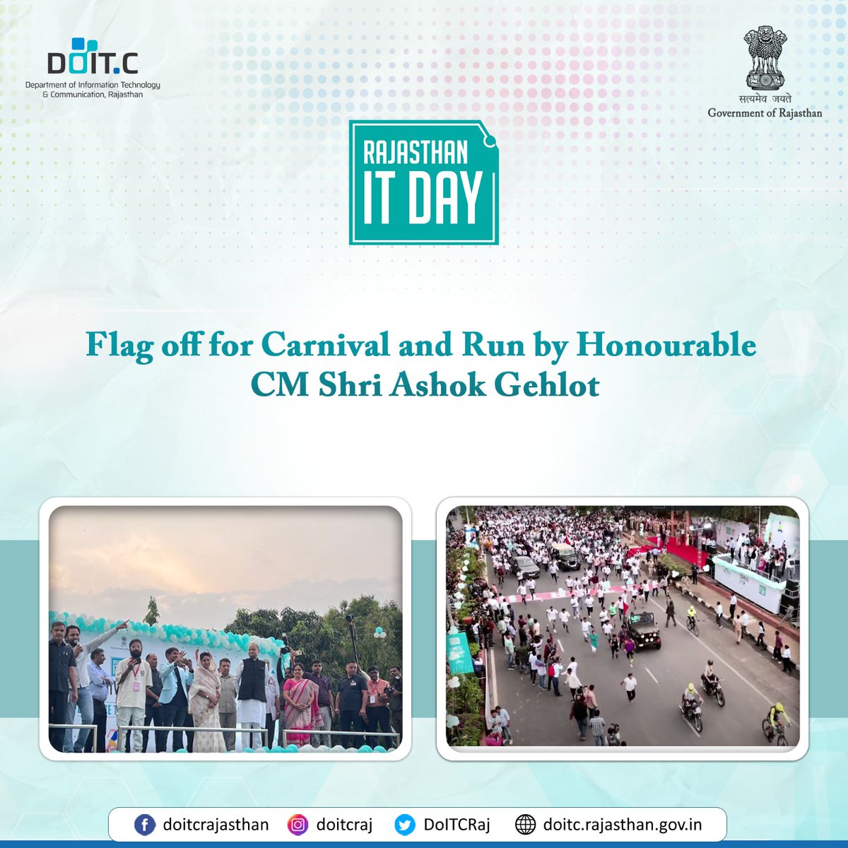 DoITCRaj's tweet photo. The "Carnival and Run" event flagged off by CM Sir was a sight to behold. It was an incredible display of athleticism, perseverance, and community spirit that left a lasting impact on everyone involved. #MarathonSuccess #CMFlagOff #RajasthanITDay #StartupRajashthan https://t.co/WB21jtccqH