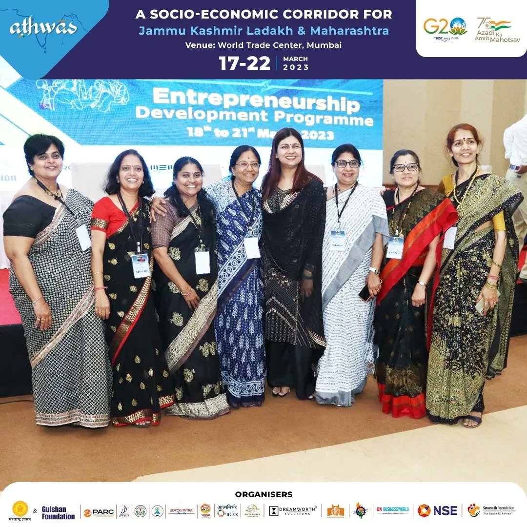 AthwasIndia's tweet photo. Here are a few glimpses of our esteemed guests from the Entrepreneurship Development Program held at Athwas on 19th March 2023. 

📍World Trade Centre, Cuffe Parade, Mumbai 

Come join us for the J&amp;K expo &amp; exhibition until the 22nd of March, 2023. 

#athwas #expo #EDP #mumbai https://t.co/Lh6KmVILyZ