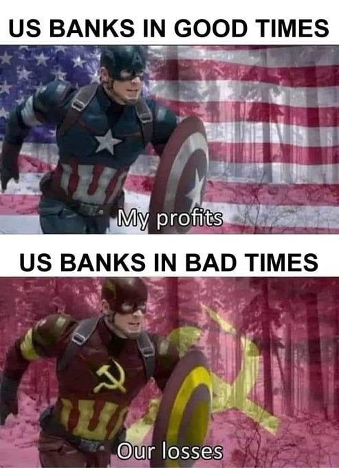 Honeybadger1889's tweet photo. Bankers have always privatized their profits and socialized their losses. #SVBCollapse #Stopthefed #FederalReserve https://t.co/q7qP8GPExZ