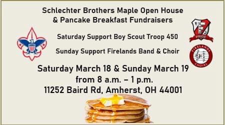 The Firelands Band &amp; Choir has delicious breakfast ready for you! Come out to our farm and get some. We'll be here until 1.