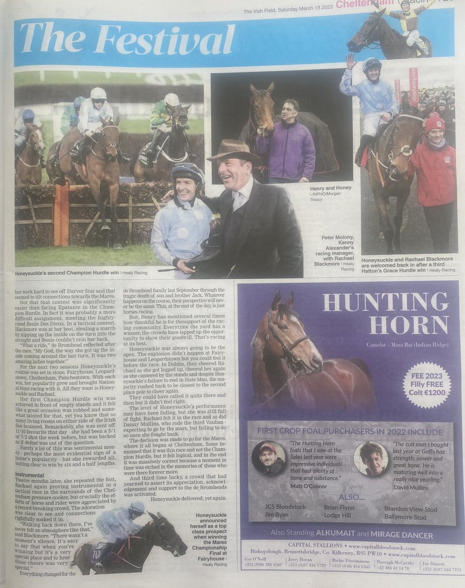 Pmolony1Peter's tweet image. For anyone silly enough not to get @TheIrishField There’s lots of wonderful articles on @CheltenhamRaces &amp;amp; most especially Honeysuckle, but, for me, this article by @ronangroome20 takes a bit of beating!! 👏👏👏🥲@rachaelblackmor @HenrydeBromhead