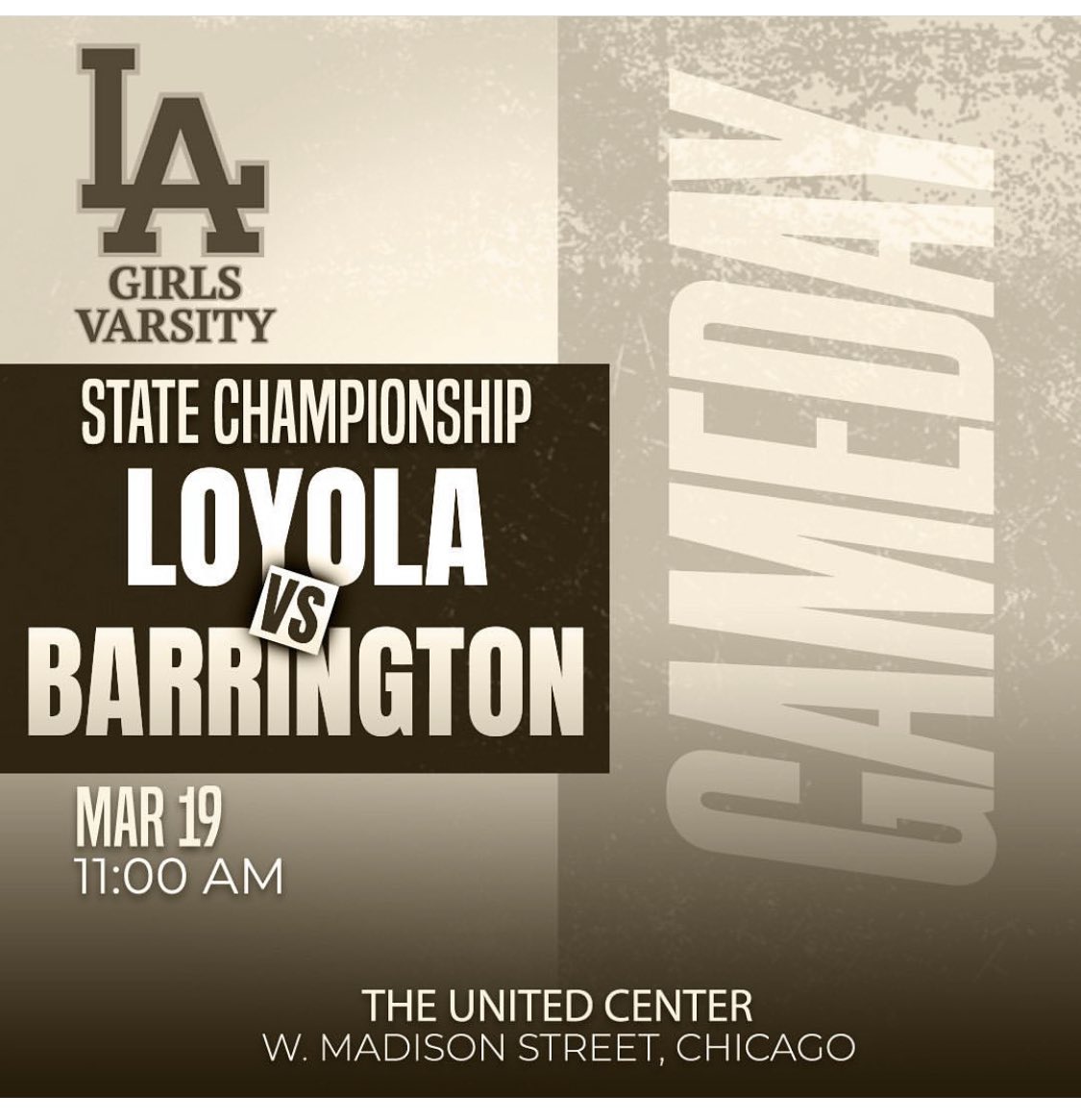 LoyolaAcademy's tweet image. Be there today as our girls’ hockey team takes on Barrington in the state final 🏒  #goramblers