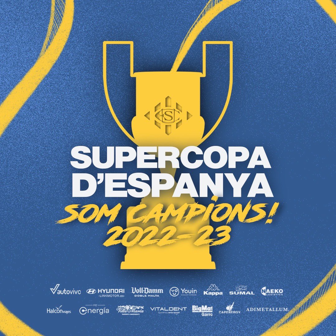 🏆 Som 𝐒𝐔𝐏𝐄𝐑𝐂𝐀𝐌𝐏𝐈𝐎𝐍𝐒 d’Espanya per primera vegada a la nostra història!!! 🥳💯

🙌🏻 Felicitats, equipàs! Una victòria a Valladolid que quedarà per sempre! 🔥💙

#FerroSantBoi