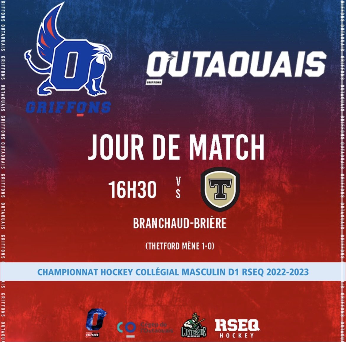 GriffonsL's tweet photo. 🚨JOUR DE MATCH DE SÉRIES🚨

Avec une victoire, vos Griffons nivèleraient les chances de leur série de deuxième tour!

📍 Branchaud-Brière
🕛 16h30
🆚 @lesfilonsthetford 
📺 https://t.co/4N5XHjPeYq

Venez remplir le Complexe!

#Griffons #Intrepide #Outaouais #Playoffs https://t.co/C6aq7OH7eJ