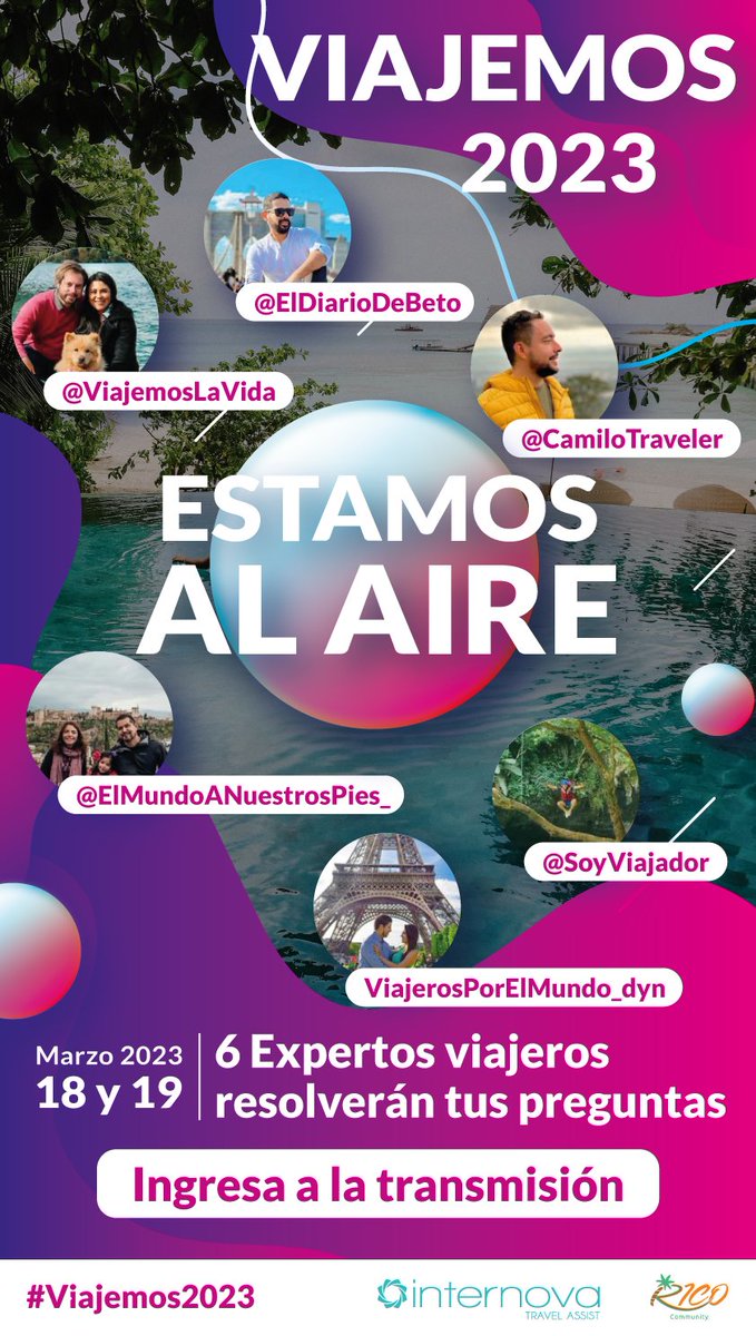 viajero_prof's tweet photo. El evento virtual que te hará viajar por el mundo ya inició, ingresa a https://t.co/RMa62f5wl9 desde las 8:00 am hasta las 12:00 pm
Resuelve tus preguntas, aprende y llévate premios increíbles #Viajemos2023 https://t.co/VdZmt8r76s