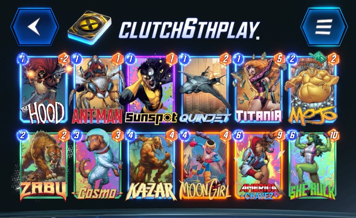 LeomardoU's tweet photo. Hit infinite last night. People for the most part do not expect unloading most of your hand last play for a great amount of power, especially with mojo, they never expect a mojo play. #MarvelSnap @MarvelSnapZone @SnapDecks https://t.co/3w9BM9TJmq